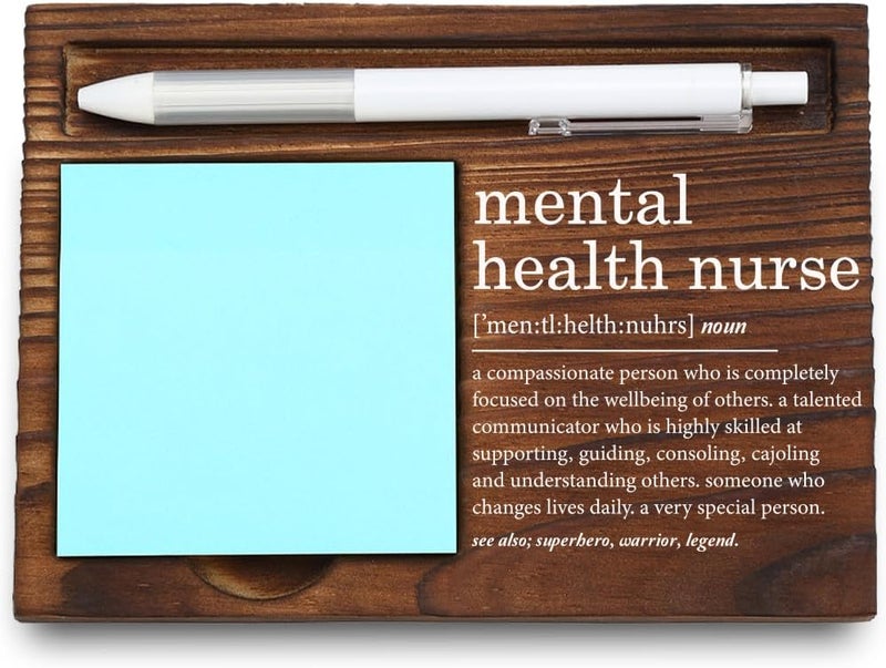 VYNWPDFLI Mental Health Nurse Gift, Psychiatric Nurse Appreciation Desk Organizer, Motivational Quote Office Decor, Wooden Sticky Note Holder,LQQ57 - Image 1